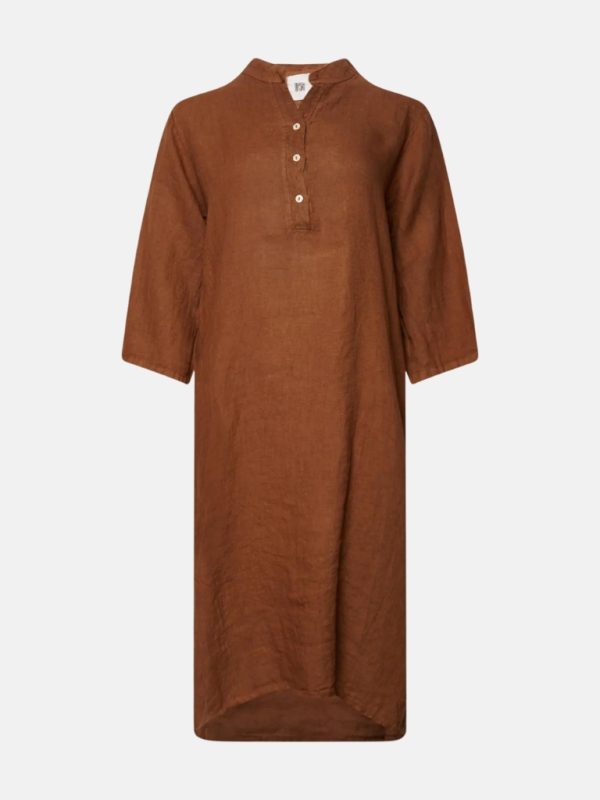 Long Shirt Dress with Pocket, Linen - New Camel 1