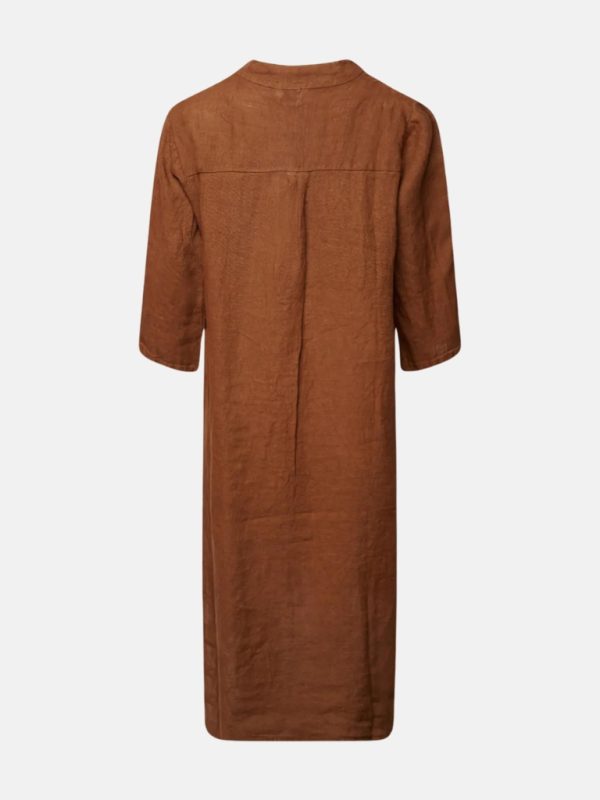 Long Shirt Dress with Pocket, Linen - New Camel 2