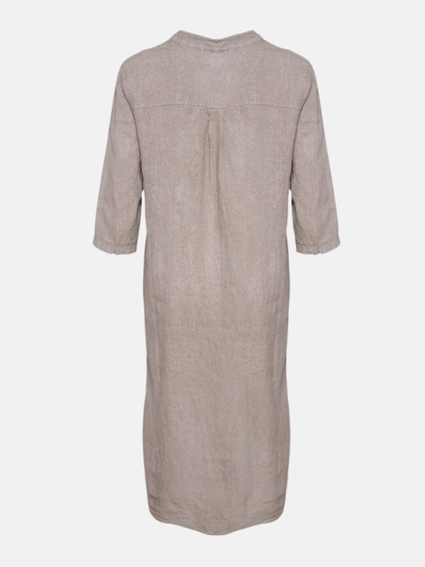 Long Shirt Dress with Pocket, Linen - Nougat 2